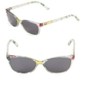 NWT GUCCI Clear Floral Sunglasses, style 122493386